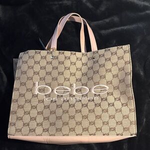 Bebe Signature Beige and Pink Tote